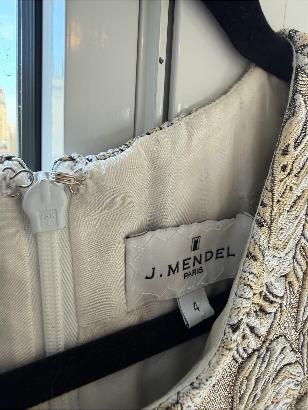 J. Mendel Ivory and Beige Leaf-Pattern Mini Dress - Picture 4 of 6